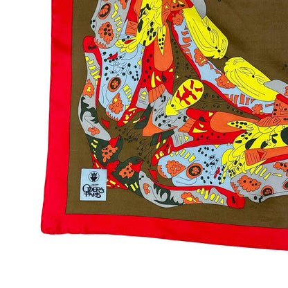 RED BROWN ORANGE OPERA OF PARIS PSYCHEDELIC DANCER SILK SOUVENIR SCARF