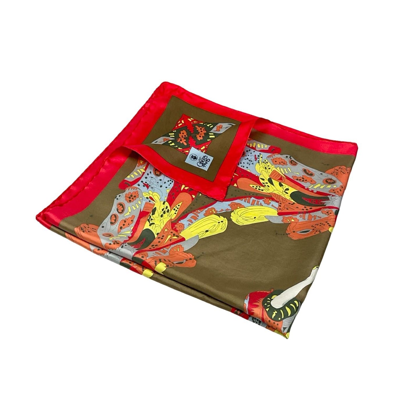 RED BROWN ORANGE OPERA OF PARIS PSYCHEDELIC DANCER SILK SOUVENIR SCARF