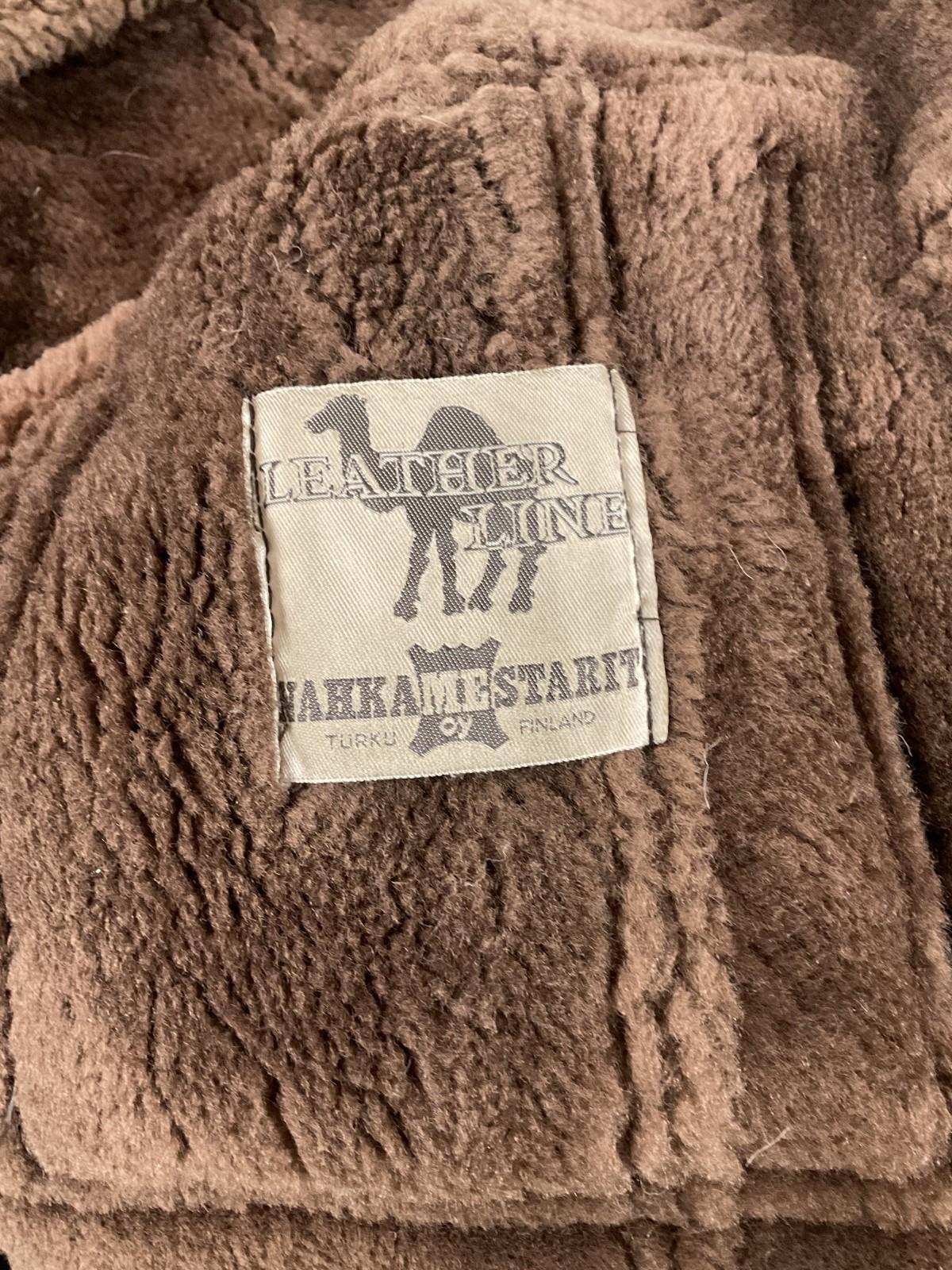 VTG 60S 70S BROWN SUEDE CONTRAST SEAM ROUND LAPEL BOHO HIPPY SHEARLING COAT 14