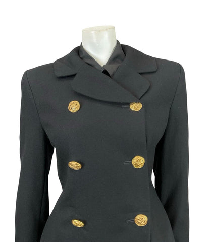 VTG 90S PENDLETON BLACK PURE WOOL GOLD DOUBLE BREAST JACKET 12