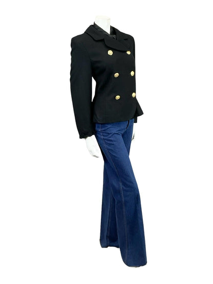 VTG 90S PENDLETON BLACK PURE WOOL GOLD DOUBLE BREAST JACKET 12