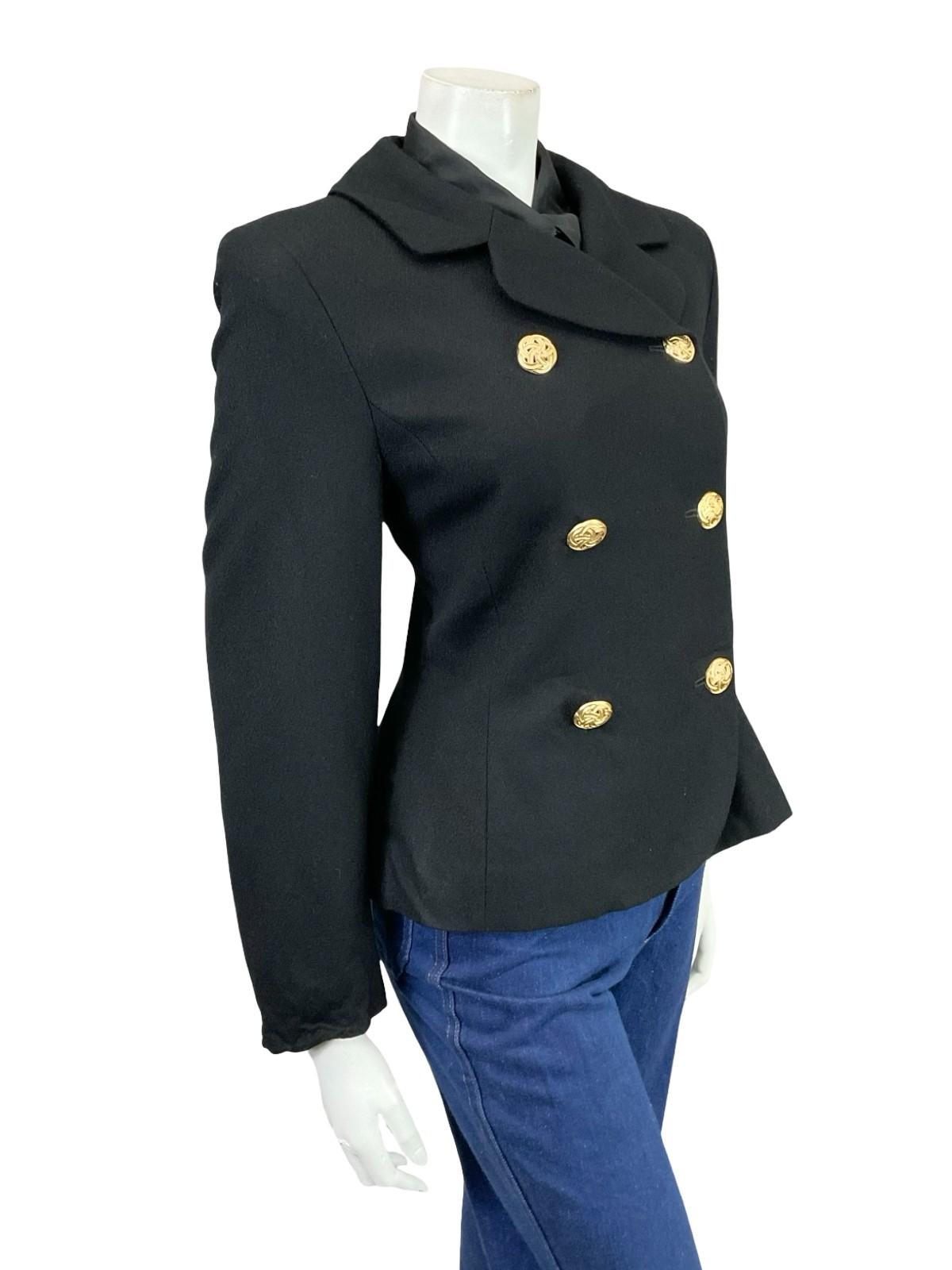 VTG 90S PENDLETON BLACK PURE WOOL GOLD DOUBLE BREAST JACKET 12