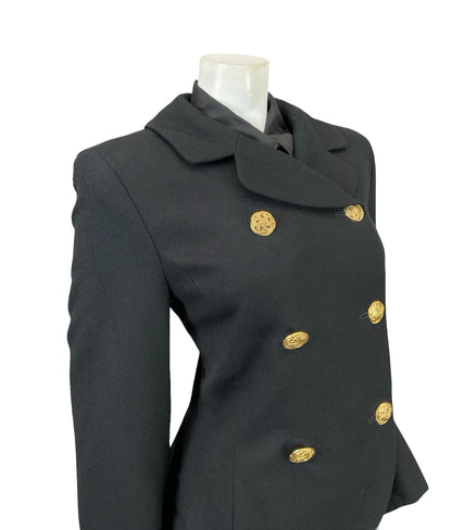 VTG 90S PENDLETON BLACK PURE WOOL GOLD DOUBLE BREAST JACKET 12