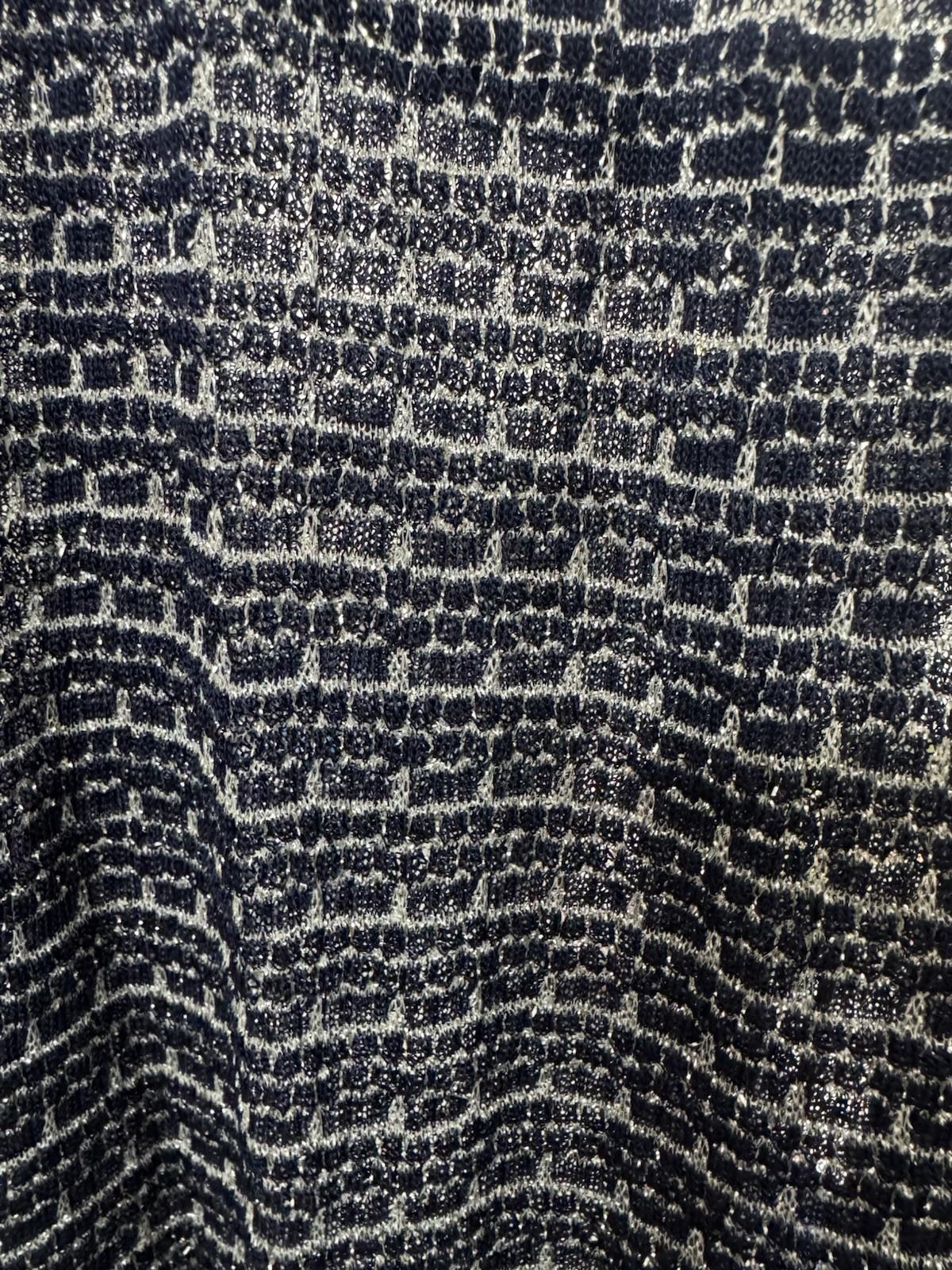 VTG 60S 70S BLUE SILVER LATTICE GLITTERY LUREX CAPE SLEEVE MAXI DRESS 12 14