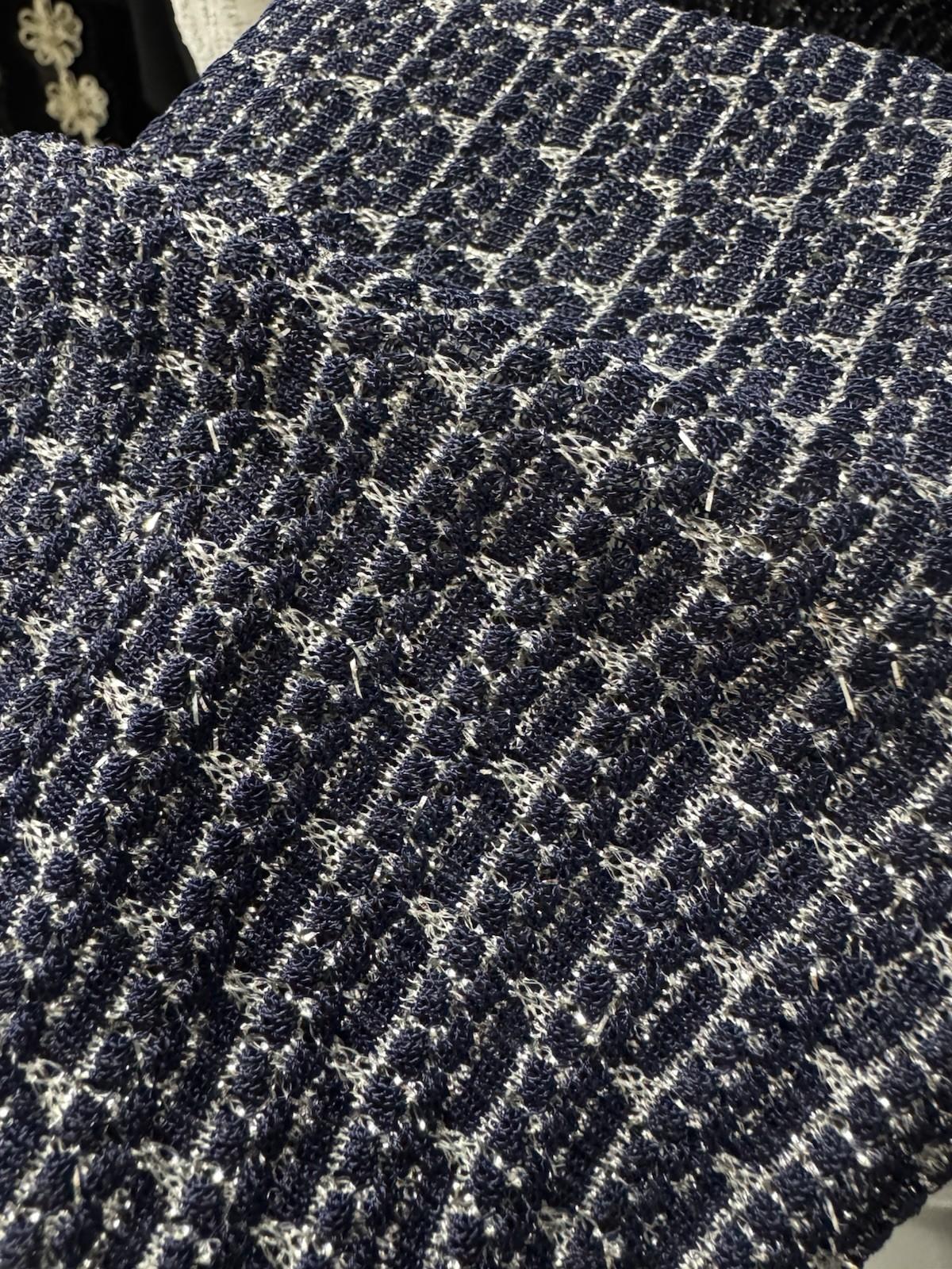 VTG 60S 70S BLUE SILVER LATTICE GLITTERY LUREX CAPE SLEEVE MAXI DRESS 12 14