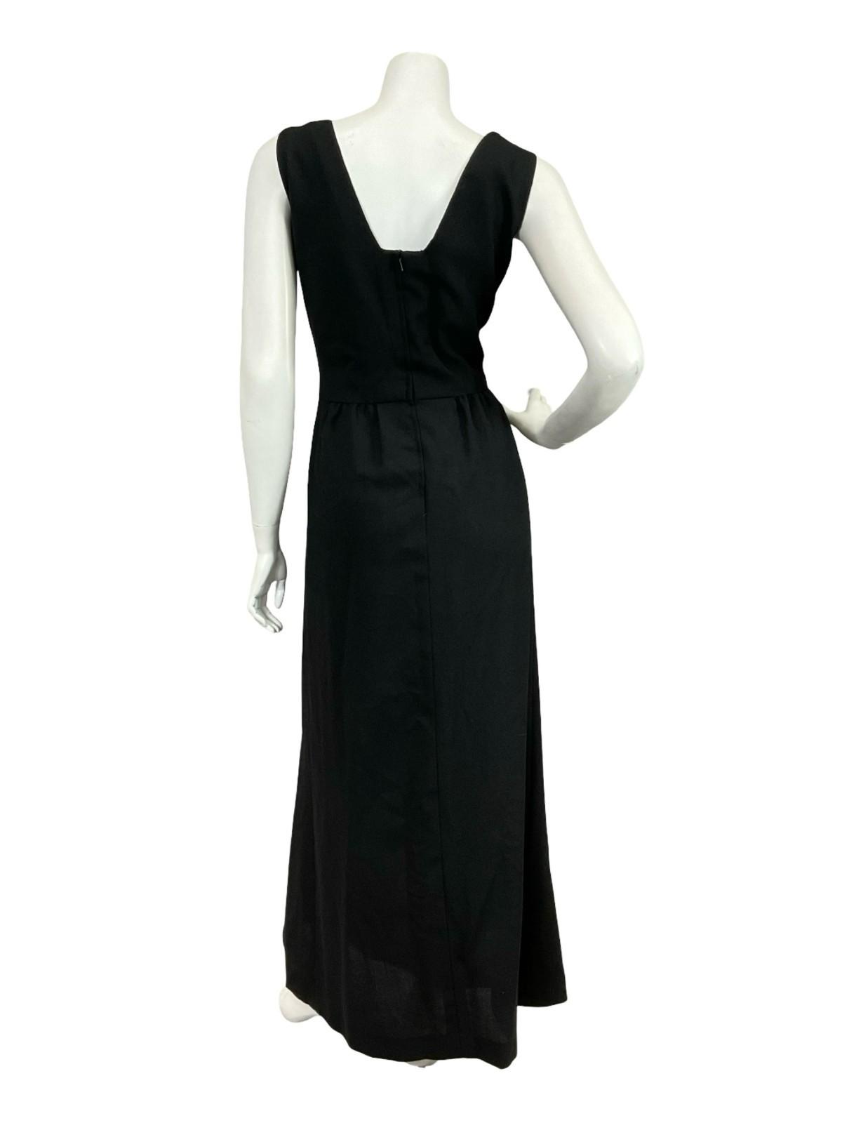 VTG 60S 70S CLASSIC BLACK SEQUIN MONOCHROME RUCHED DISCO STUDIO 54 MAXI DRESS 12