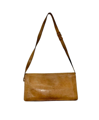 VTG 60S 70S MOD TAN BROWN LEATHER BAGUETTE SHOULDER BAG