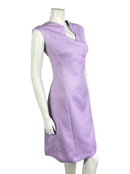 VTG 60S 70S PURPLE LUREX GLITTERY GEOMETRIC SPACE AGE PARTY MINI DRESS 14