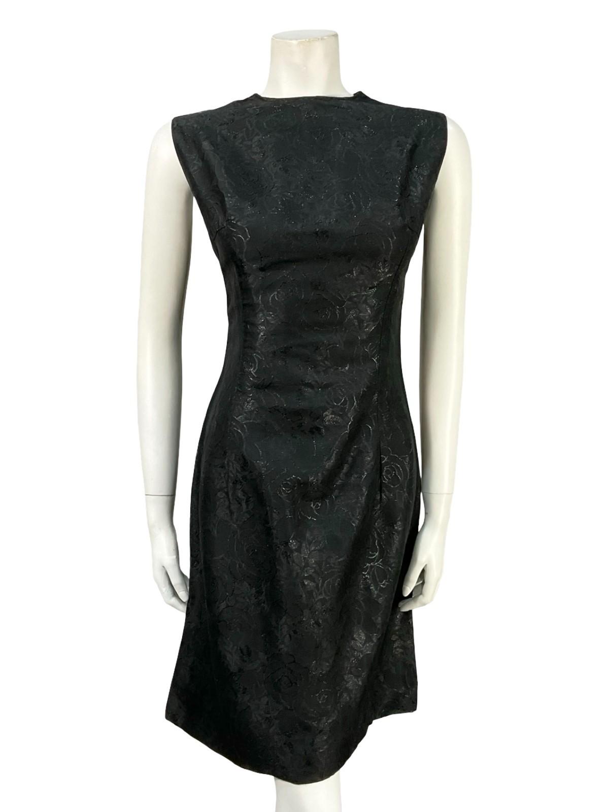 VTG 60S 70S MOD LBD FLORAL DAMASK GOGO WIGGLE LUREX PARTY MIN DRESS 10 12