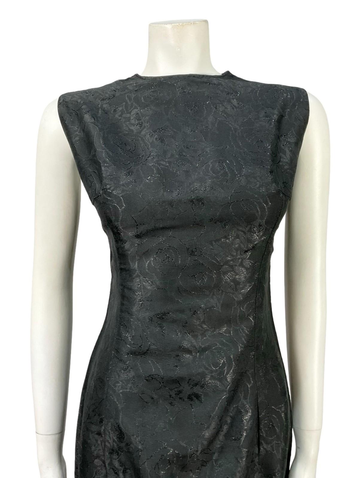 VTG 60S 70S MOD LBD FLORAL DAMASK GOGO WIGGLE LUREX PARTY MIN DRESS 10 12