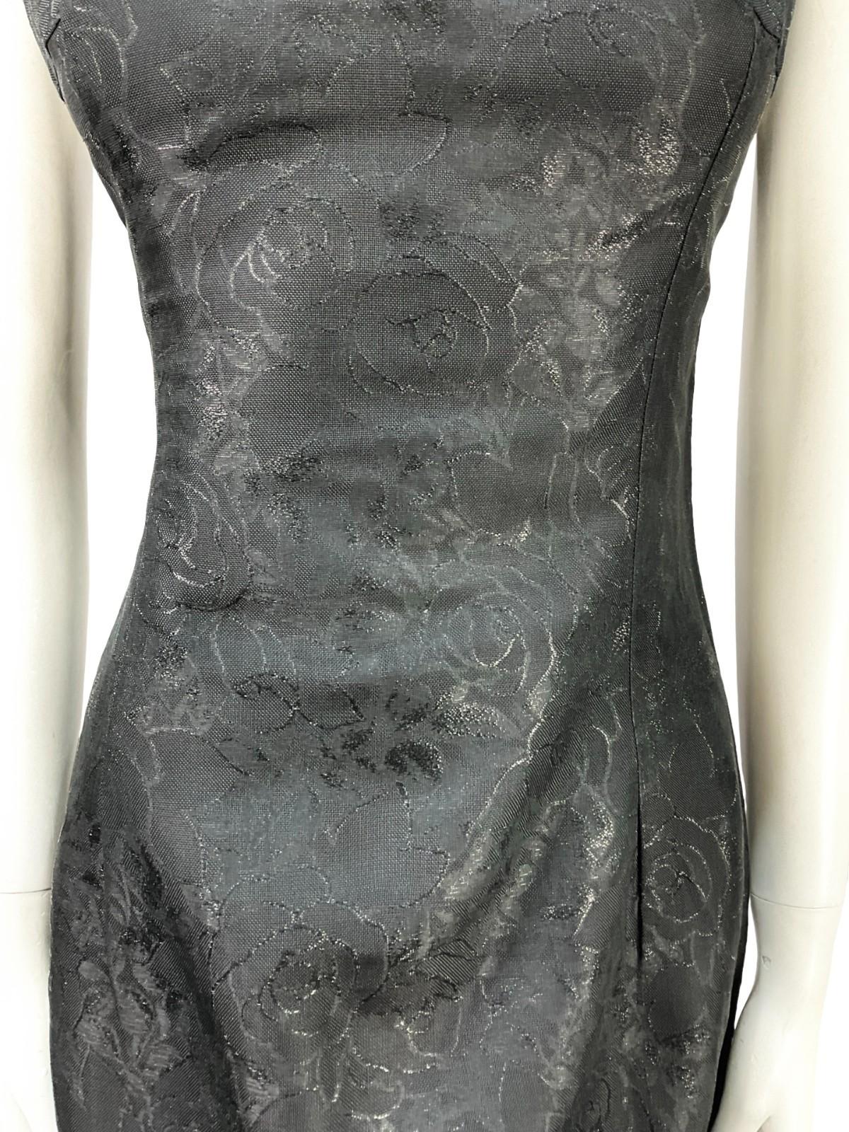 VTG 60S 70S MOD LBD FLORAL DAMASK GOGO WIGGLE LUREX PARTY MIN DRESS 10 12