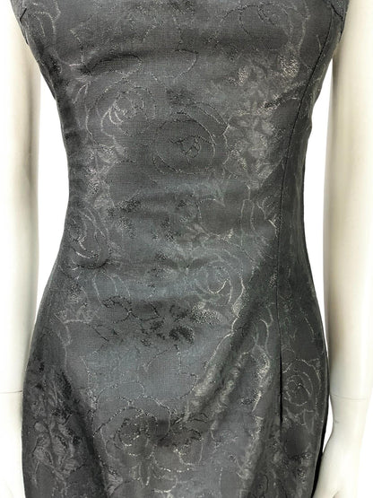 VTG 60S 70S MOD LBD FLORAL DAMASK GOGO WIGGLE LUREX PARTY MIN DRESS 10 12