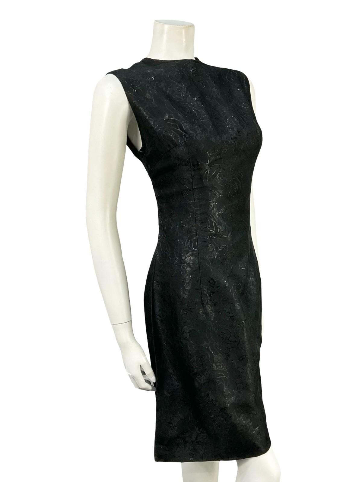 VTG 60S 70S MOD LBD FLORAL DAMASK GOGO WIGGLE LUREX PARTY MIN DRESS 10 12