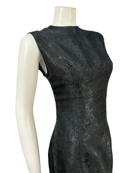 VTG 60S 70S MOD LBD FLORAL DAMASK GOGO WIGGLE LUREX PARTY MIN DRESS 10 12