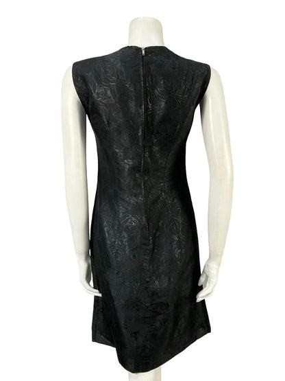VTG 60S 70S MOD LBD FLORAL DAMASK GOGO WIGGLE LUREX PARTY MIN DRESS 10 12