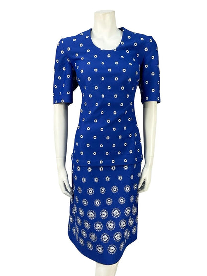 VTG 60S 70S NAVY BLUE SILVER LUREX EMBROIDERED MOD SHIFT PARTY DRESS 10 12