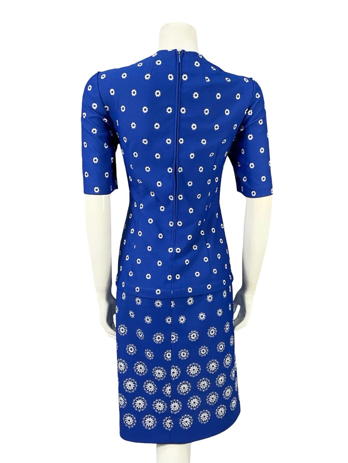 VTG 60S 70S NAVY BLUE SILVER LUREX EMBROIDERED MOD SHIFT PARTY DRESS 10 12