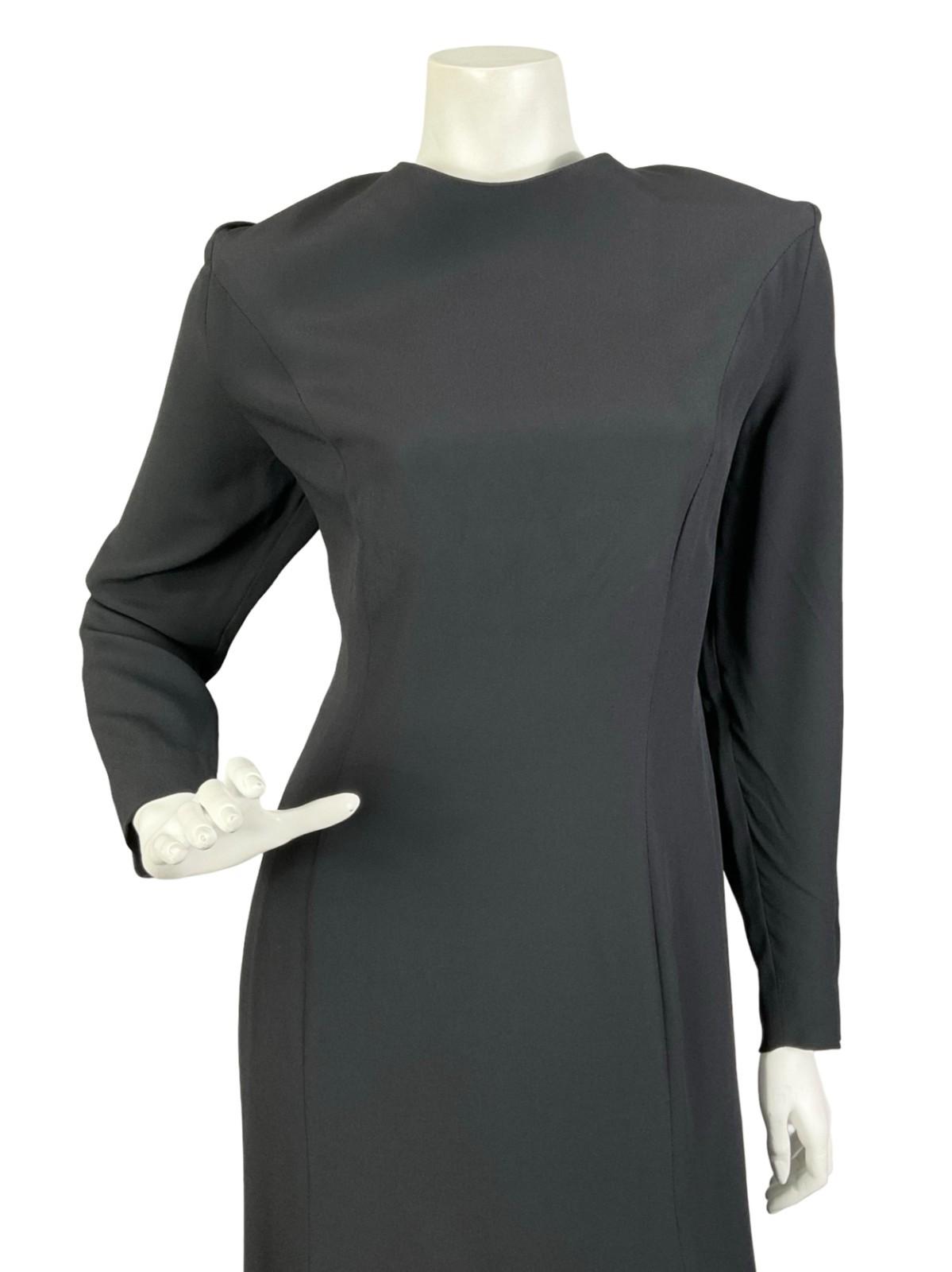 VTG 70S 80S BLACK MONOCHROME BACKLESS BOW TIE FORMAL MAXI DRESS 14