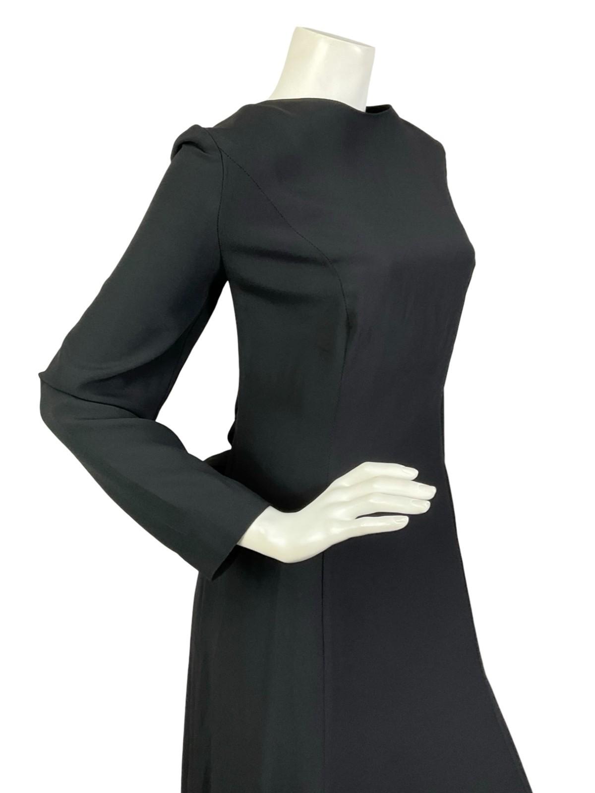 VTG 70S 80S BLACK MONOCHROME BACKLESS BOW TIE FORMAL MAXI DRESS 14