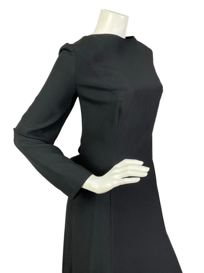 VTG 70S 80S BLACK MONOCHROME BACKLESS BOW TIE FORMAL MAXI DRESS 14