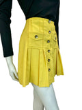 VTG 60S 70S MOD LEMON YELLOW PLEATED POCKETS MINI SKIRT SIZE 10