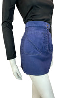 VTG NAVY BLUE DENIM SUPER MINI SKIRT WITH POCKETS SIZE 6 8