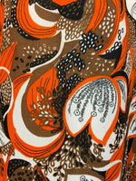 VTG 70S BROWN ORANGE WHITE BLACK FLORAL PSYCHEDELIC MAXI SKIRT SIZE 10