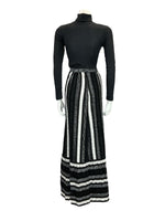 VTG 70S VICTORIAN STYLE DISCO SATIN LUREX PATCHWORK PARTY MAXI SKIRT S 8 10