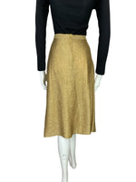 VTG 70S GOLD SPARKLY GLITTERY STUDIO 54 MIDI SKIRT SIZE 4