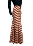 VTG 70S CREAM GOLD RED CHECKED PRAIRIE PARTY TAFFETA MAXI SKIRT SIZE 6 XS