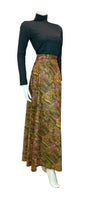 VTG 60S 70S BROWN ORANGE PINK ABSTRACT TREE PRINT MAXI SKIRT SIZE 10