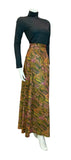 VTG 60S 70S BROWN ORANGE PINK ABSTRACT TREE PRINT MAXI SKIRT SIZE 10