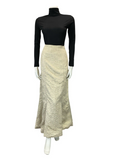 VTG 70S COOL GOLD FIT AND FLARE FISHTAIL CRINKLED PARTY FORMAL MAXI SKIRT 14