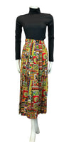 VTG 70S RED BLUE GREEN YELLOW HIPPY GEOMETRIC PATTERN MAXI SKIRT SIZE 12 14