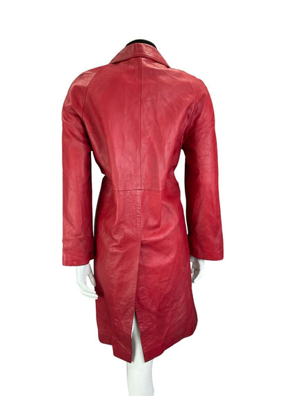 VTG 70S RED LEATHER DAGGER COLLAR BUTTON DOWN MOD COAT SIZE 12