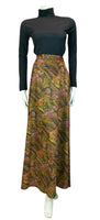 VTG 60S 70S BROWN ORANGE PINK ABSTRACT TREE PRINT MAXI SKIRT SIZE 10