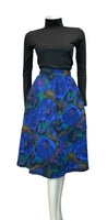 VG 60S 70S BLUE GREEN BROWN PURPLE WATERCOLOUR PSYCHDELIC MIDI SKIRT SIZE 8