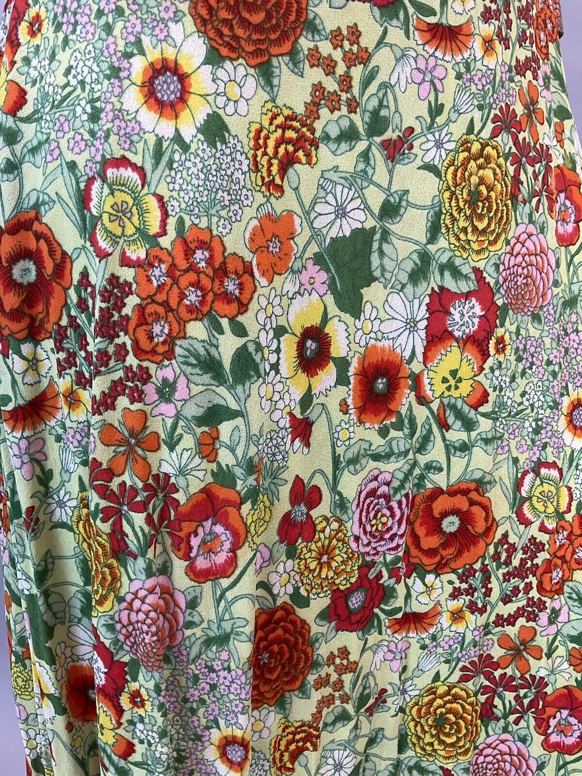 VTG 60s 70s BRIGHT MULTICOLOUR FLORAL WRAP MIDAXI DRESS 10 12