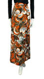 VTG 70S BROWN ORANGE WHITE BLACK FLORAL PSYCHEDELIC MAXI SKIRT SIZE 10