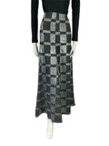 VTG 70S SILVER BLACK CHECKED GRID DISCO STUDIO 54 MAXI SKIRT SIZE 8 10 S