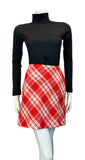 VTG 60S 70S RED WHITE TARTAN CHECKERED MOD MINI SKIRT SIZE 8