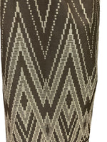 VTG 60S 70S ART DECO GEOMETRIC BROWN GOLD ZIG ZAG MAXI SKIRT 8