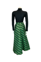 VTG 70S GREEN BLACK GOLD STRIPED BAR GEOMETRIC MAXI SKIRT SIZE 8