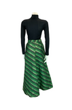 VTG 70S GREEN BLACK GOLD STRIPED BAR GEOMETRIC MAXI SKIRT SIZE 8