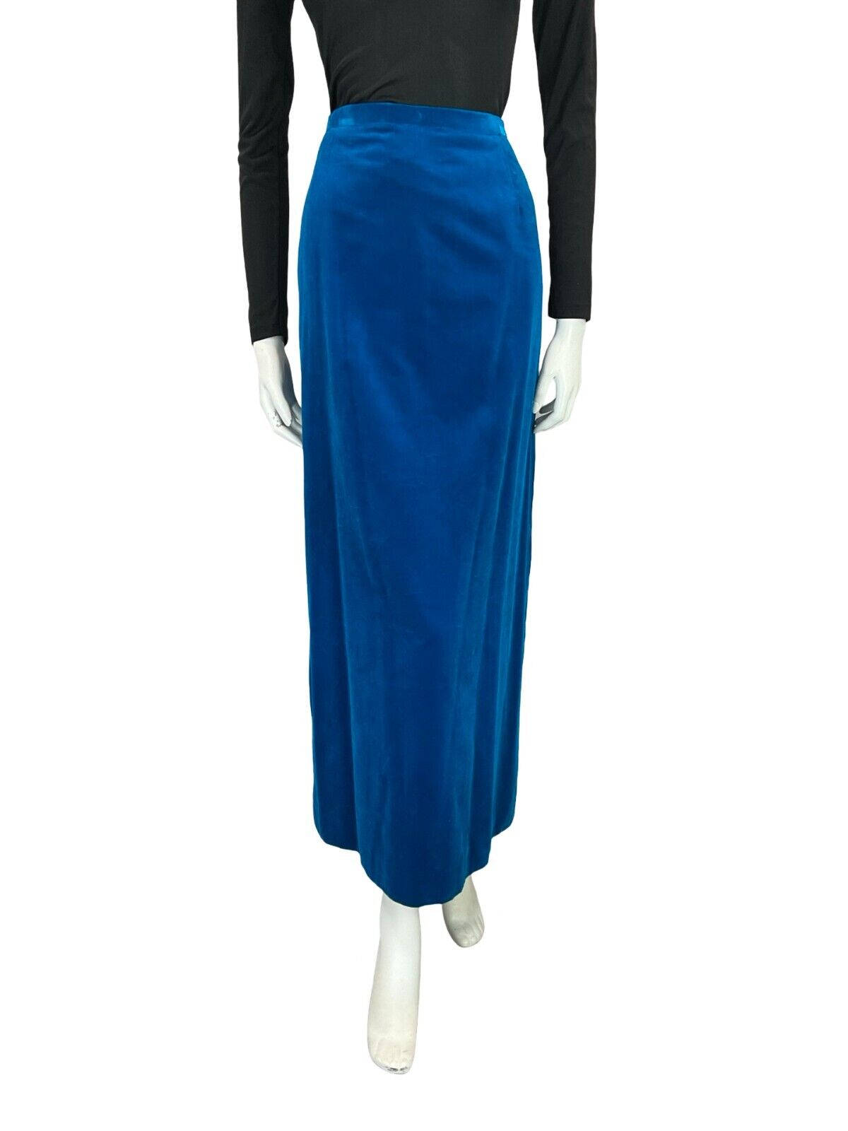 VTG CLARISSA 60S 70S BRIGHT BLUE VELVET BOHO PARTY MAXI SKIRT 4