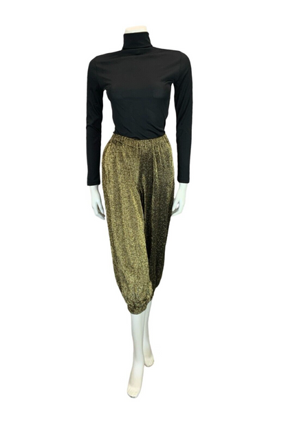 VTG 70S GOLD TWO TONE DISCO STUDIO 54 LUREX HAREM PANTS TROUSERS SIZE 6 8 S