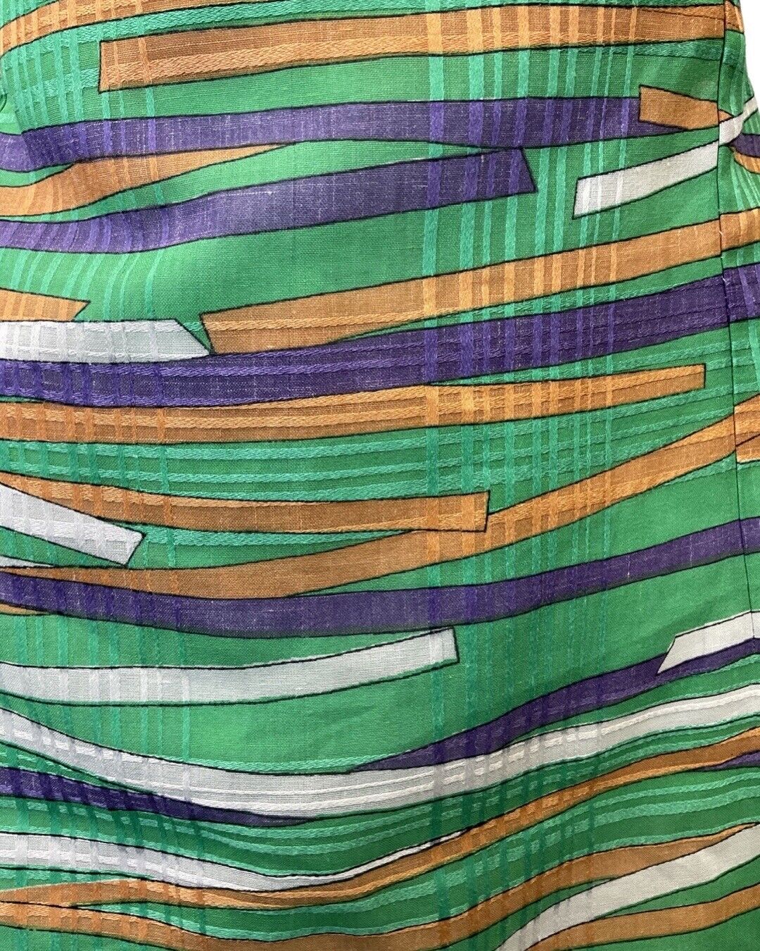 VINTAGE 60s 90s GREEN PURPLE ORANGE STRIPED LONGSLEEVE MOD MINI DRESS 8 10