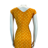 VTG 60s 70s ORANGE YELLOW POLKA DOT MIDI DRESS 10 12