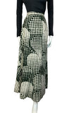 VTG 60S 70S BLACK GREEN WHITE GEOMETRIC SPOTTY ABSTRACT PRINT MAXI SKIRT SIZE 12