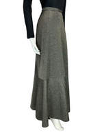 VTG 70S CHARCOAL SILVER GLITTERY PARTY LUREX FLARE FISHTAIL MAXI SKIRT 10 12